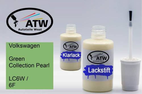 Volkswagen, Green Collection Pearl, LC6W / 6F: 20ml Lackstift + 20ml Klarlack - Set, von ATW Autoteile West.